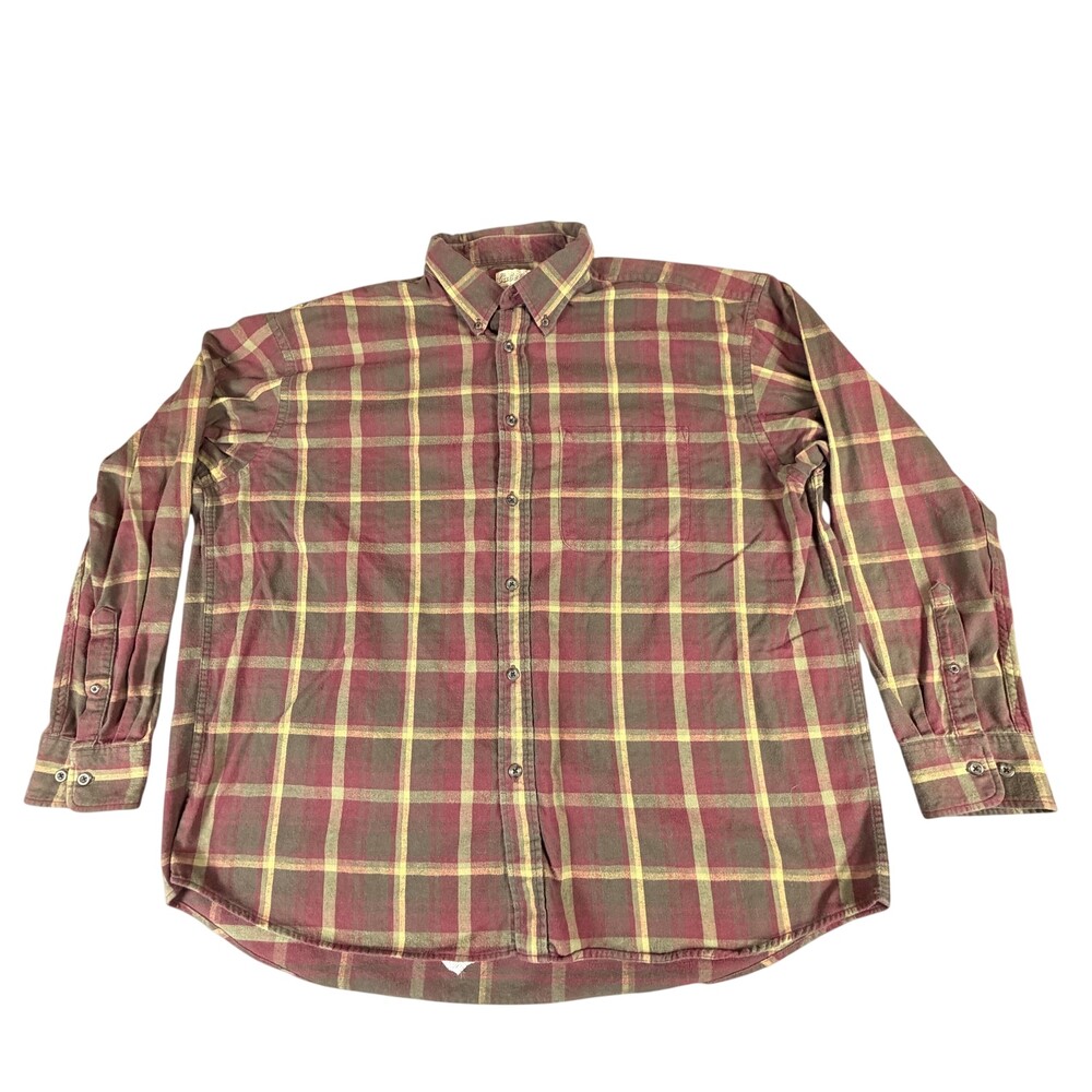 Vintage Cabela's Shirt Mens 2XL Red Green Plaid Flannel Button Down Long Sleeve